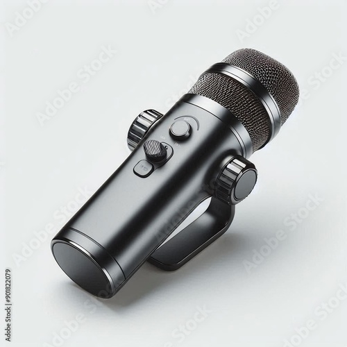 Professional handheld microphone with sleek design, generated by AI