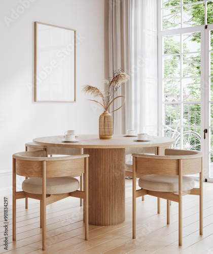 Home mock up, cozy modern dining room interior background, 3d render