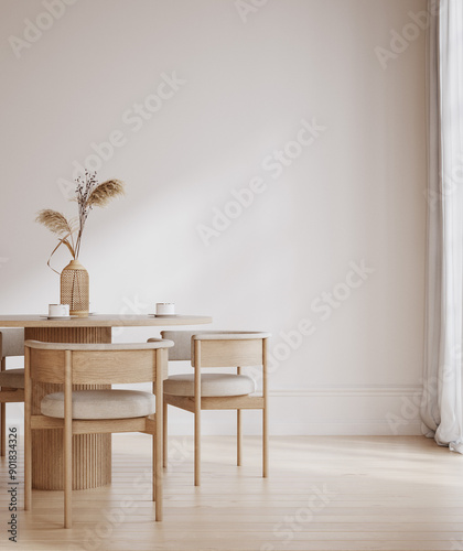 Home mock up, cozy modern dining room interior background, 3d render