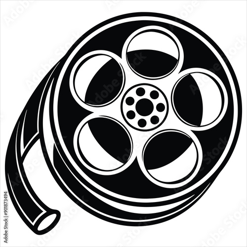 Film reel silhouette silhouette vector illustration. Film Reel Icon, Cinema Movie Reel Icon Vector Art Illustration