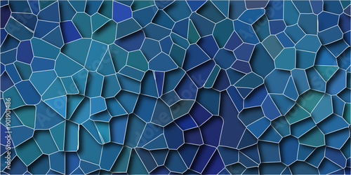 Multicolor Broken Stained Glass Background with White Strokes. Low poly crystal mosaic background. Colorful 3d shapes vector Vintage abstract mosaic pattern, which consist of triangles.