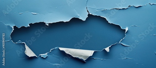 ripped blue paper.