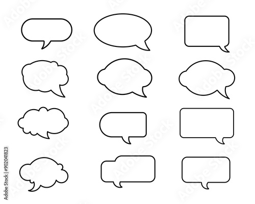 Set of vector speech bubble labels. Retro color special offer design elements, chat emblem, black callout