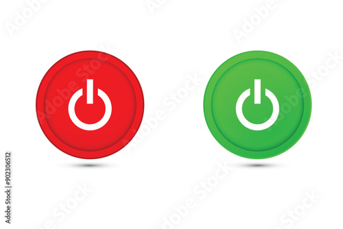 Power on off red and green button icon.vector illustration. 