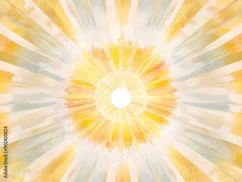 Create a pattern with pastel yellow watercolor sunbeams, representing the warmth of spring sunlight.