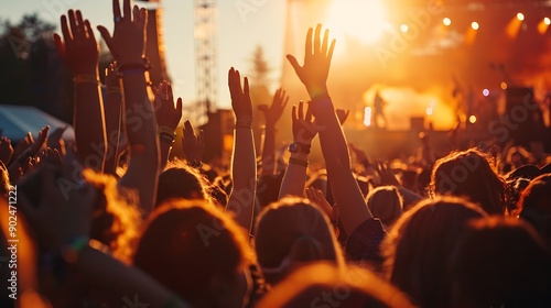 Cheerful Crowd at a Music Festival