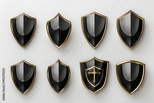 Graffiti heraldic shields symbols, 3d realistic shields collection isolated