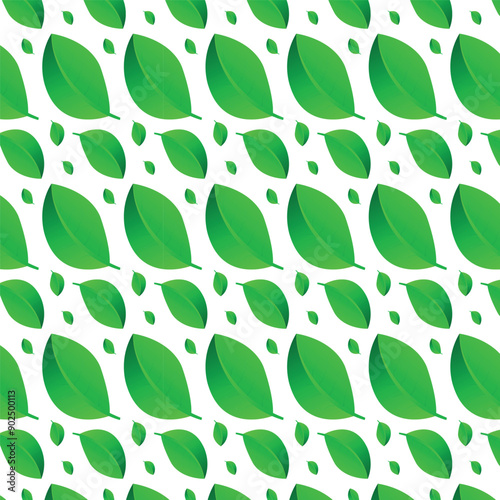 Fresh green plant leaves seamless pattern background design.