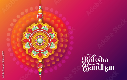 Happy Raksha Bandhan Festival Background Template With Creative Rakhi Illustration