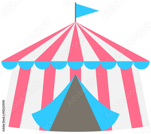 Cute circus carnival animals and snack cartoon illustration circus tent