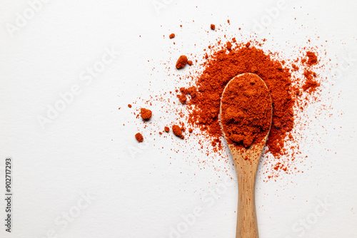 Chili powder on the wooden spoon