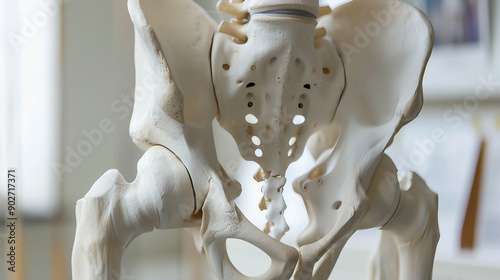 Human hip sacrum skeleton. Orthopedic x-ray of human articulated pelvis 