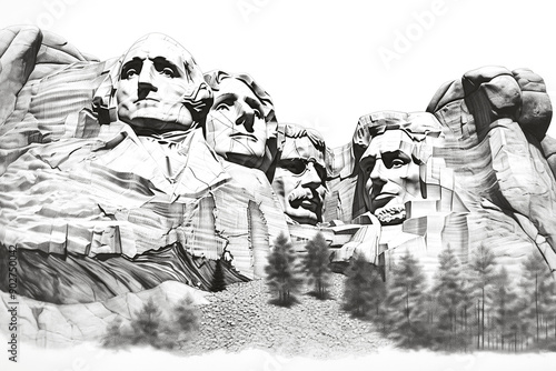 PNG Mount Rushmore National Memorial sketch drawing art.