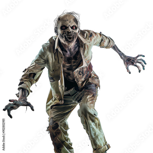 Zombie isolated on transparent or white background 