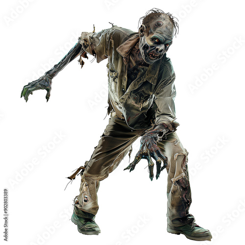 Zombie isolated on transparent or white background 