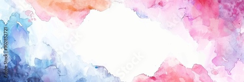 Watercolor background with blank copy space for text. Painted colorful abstract texture