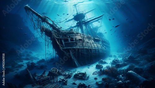 ship in the sea, shipwreck