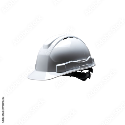 Single White Hard Hat Floating Mid-Air with No Logo