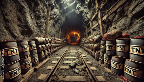 Holding detonator in a mine tunnel with full of explosives