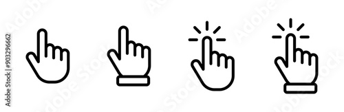 Hand cursor icon set