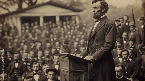 Abraham Lincoln Delivering the Gettysburg Address at Cemetery Dedication