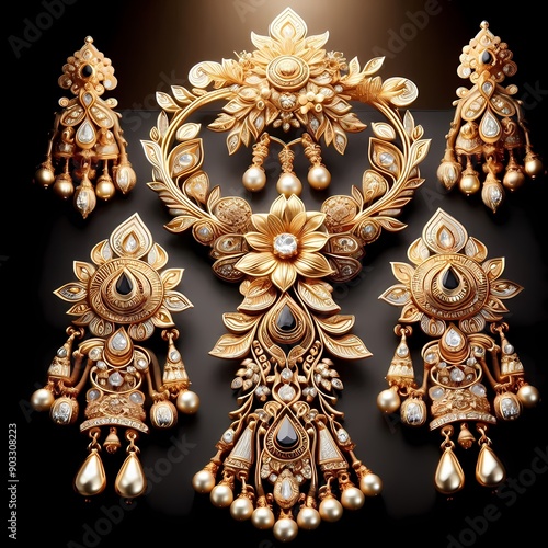 The Golden Wedding is a fashionable and stylish fashion jewelry design necklace set.