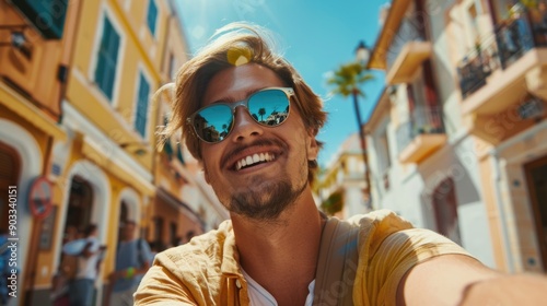 A person taking a self-portrait photo with sunglasses on