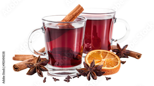 Mulled wine on transparent background 