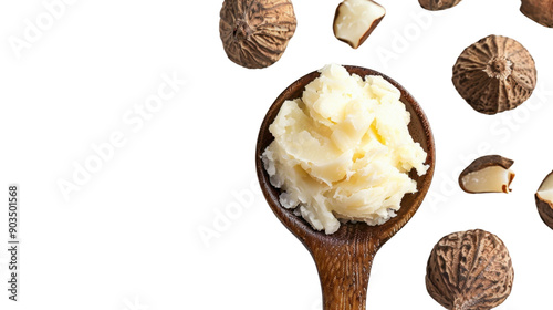 Spoon with shea butter on transparent background