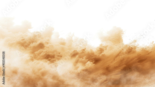 Sand explosion dust on transparent background 