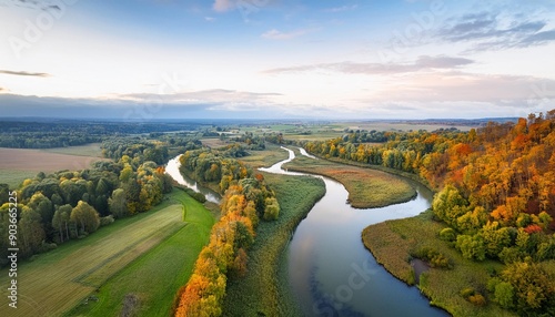 Nature's Path: Aerial View of a Meandering River