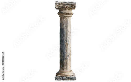 Ancient Greek Roman column It tall slender column Column Isolated on white