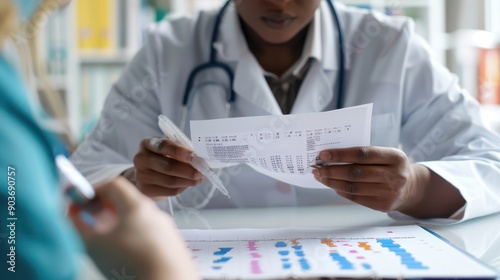 A genetic counselor discussing test results with a patient