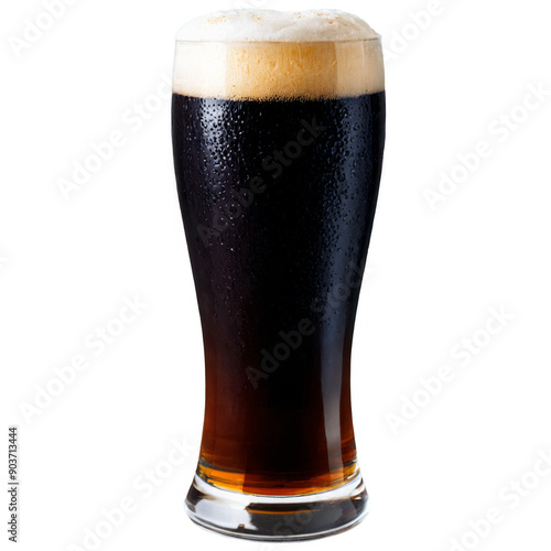 Tall glass dark beer filled to brim beer Glass of Cold Dark