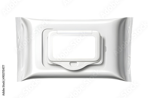 Blank wet wipes flow pack isolated on a transparent or white background.