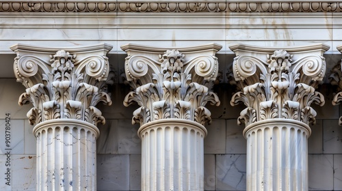 Close-up view of the intricately detailed Corinthian columns of a classical building.