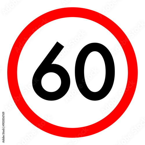 Speed limit 60 round road traffic icon flat design for project