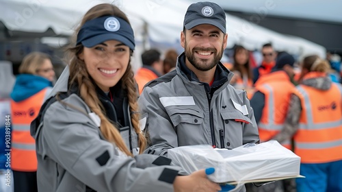 A humanitarian aid worker distributing supplies to a group of people representing World Humanitarian Day taken with Sony lens more clarity with clear light and sharp focus high detailed