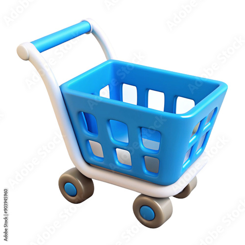 shopping cart 3d cartoon style illustration