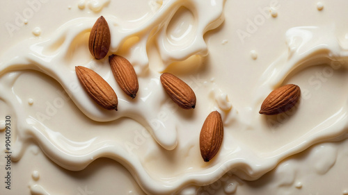 Dynamic Almond Milk Splash with Whole Almonds