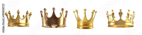 Gold royal king crown. Golden antique treasures.