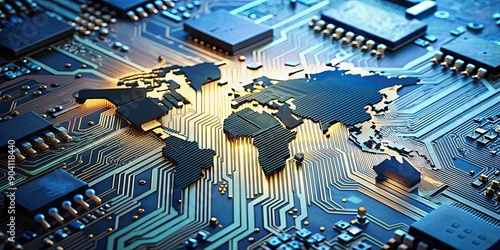 Sharp focused stock photo of technology, semiconductors, supply chains, geopolitics