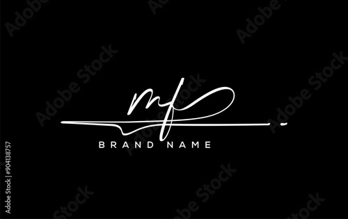 MF letter beauty handwriting vector logo.