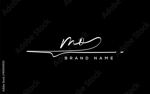 MO letter beauty handwriting vector logo.