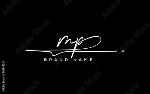 MP letter beauty handwriting vector logo.