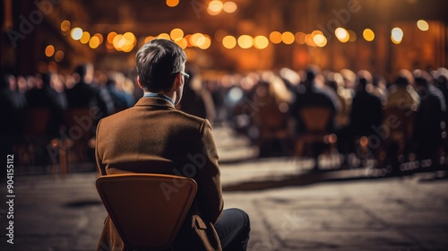 Title: "Lonely Man in Crowded Room: Solitude Amidst Many