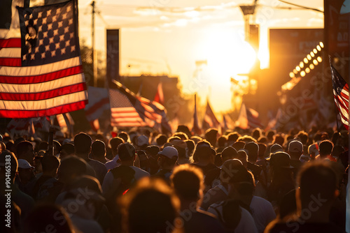 crowd with flags of USA