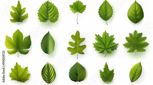 leaf, green, isolated, plant, nature, leaves, white, tree, branch, spring, birch, summer, fresh, herb, flora, vine, vector, natural, maple, foliage, pattern, botany, grape, season, texture