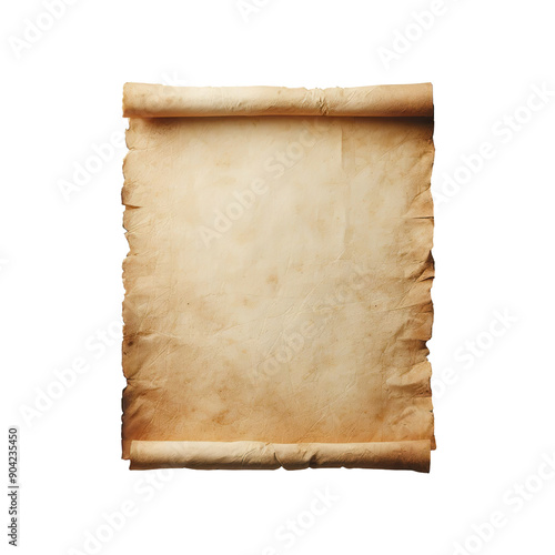 An isolated PNG photo of a piece of parchment paper, slightly aged with a rough texture and yellowed edges