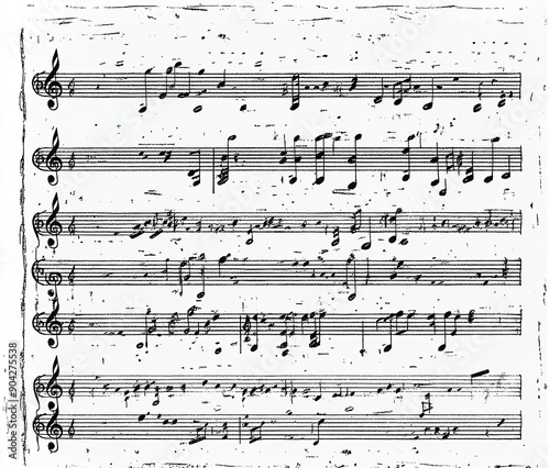 Vintage sheet music texture in black and white